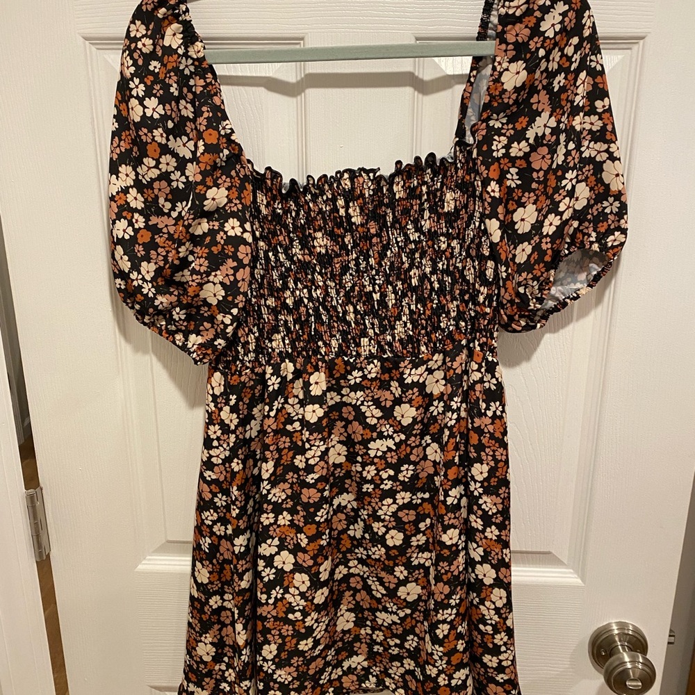 Resa Blake Mini Dress with puff sleeve and smocked bodice Willow Print SZ LG NWT